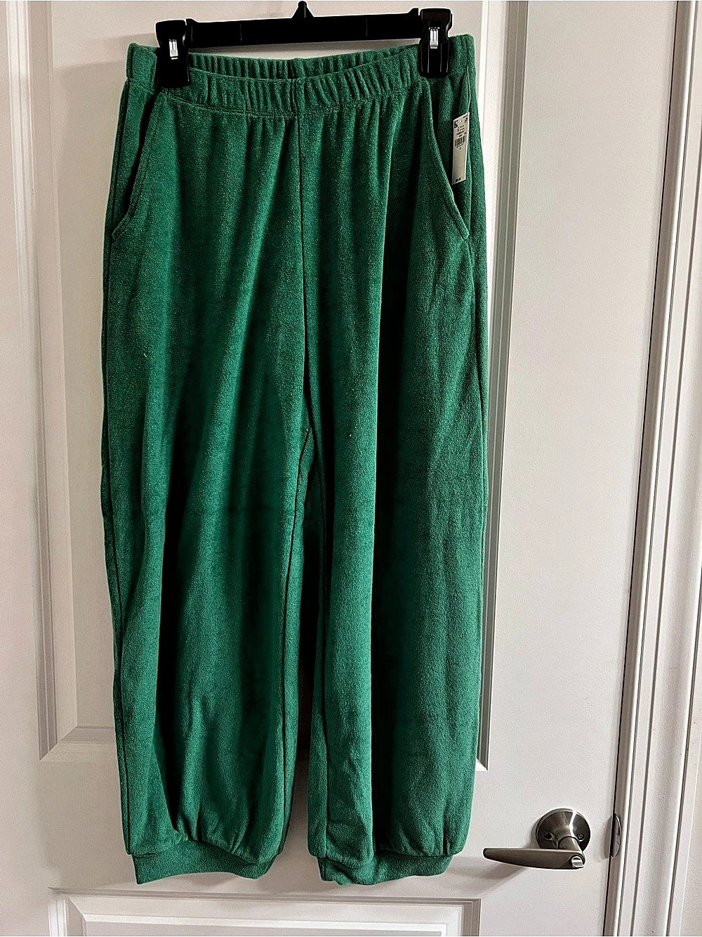 Old Navy High-Waisted Towel Terry Barrel Ankle Pants Green Small